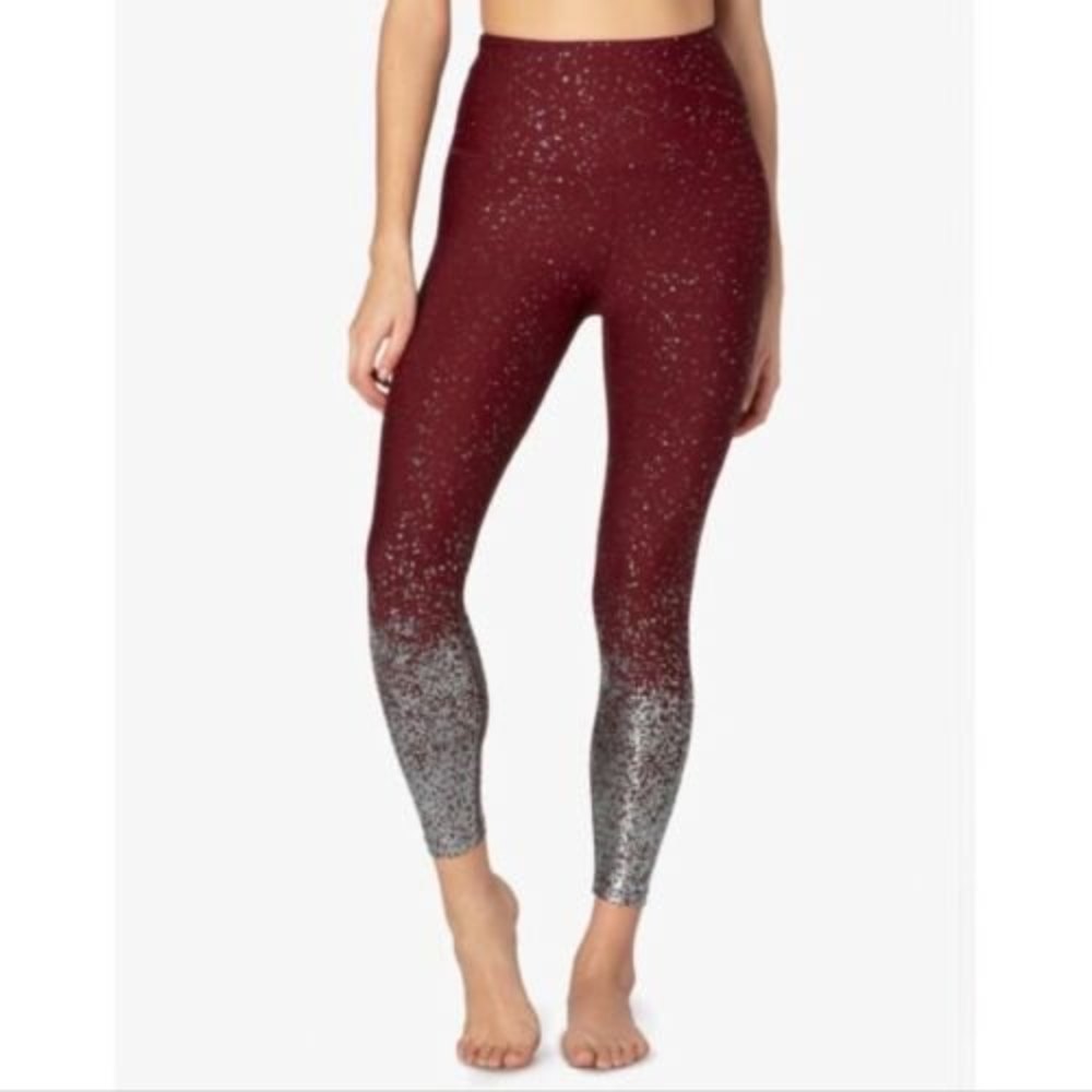 Beyond Yoga High Waisted Alloy Ombre Midi leggings Positively Conscious Red Sz L
